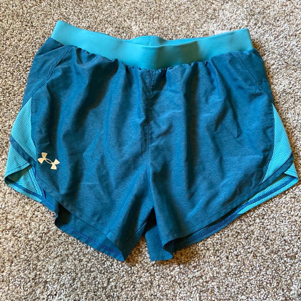 Teal Under Armour Fly By 2.0 shorts